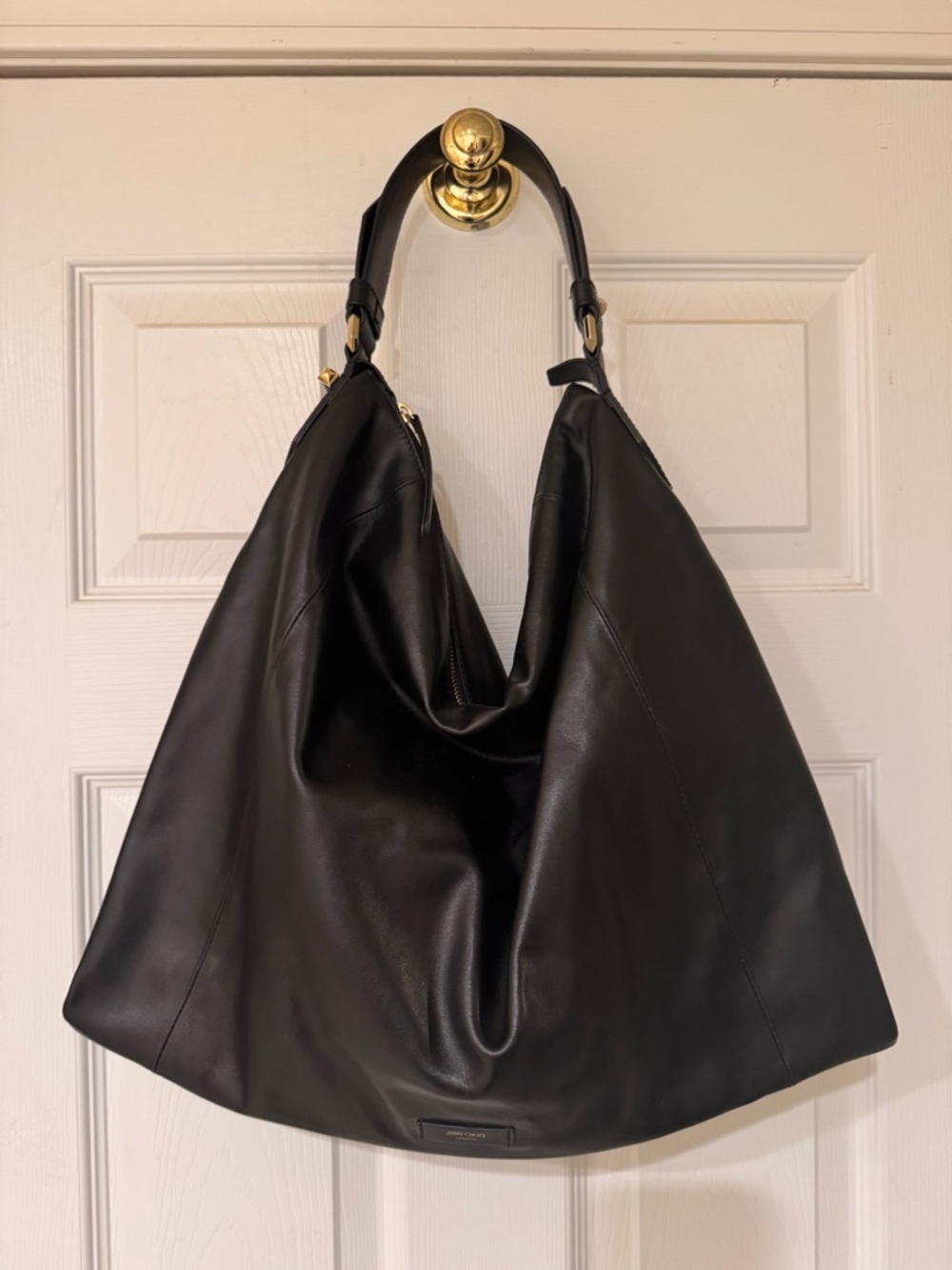 Jimmy Choo Ana Shiny Calf Leather Hobo